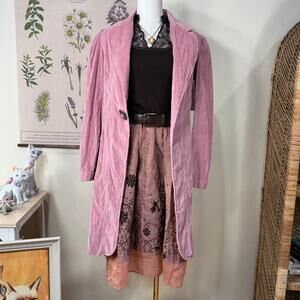Y2k Pink Corduroy Trench Coat Dolly Kei Himekaji Fairy Dollette Femme NWT M